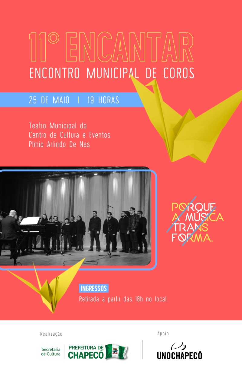 Encantar- Encontro Municipal de Coros acontecerá no sábado (25) em Chapecó