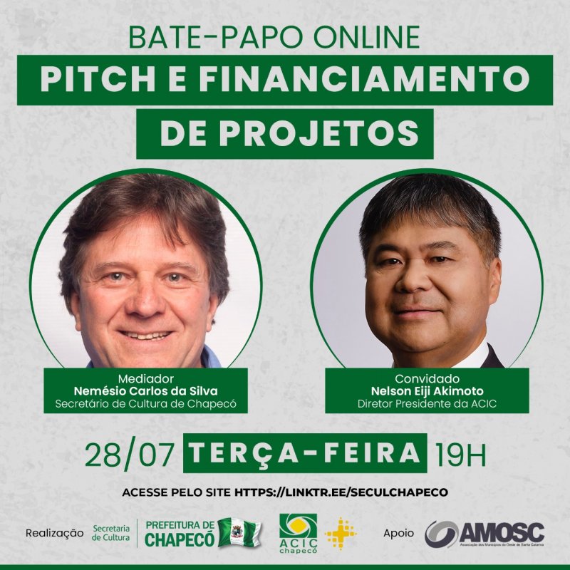 Bate-papo online Pitch e Financiamento de projetos