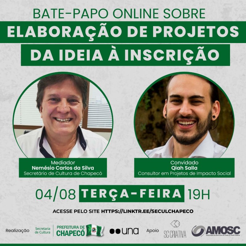 Bate-papo online - Elaboração de projetos: da ideia à inscrição com Qiah Salla