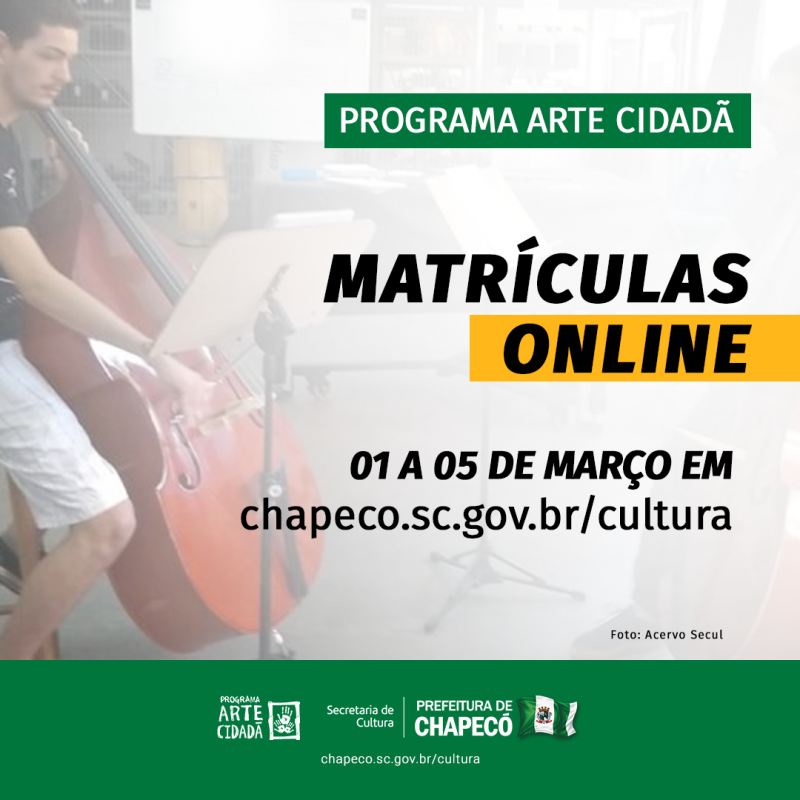 Estão abertas as matrículas do Programa Arte Cidadã