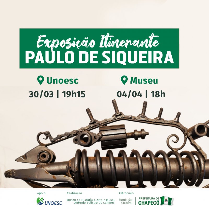 Exposição itinerante de Paulo de Siqueira inicia nesta quarta-feira