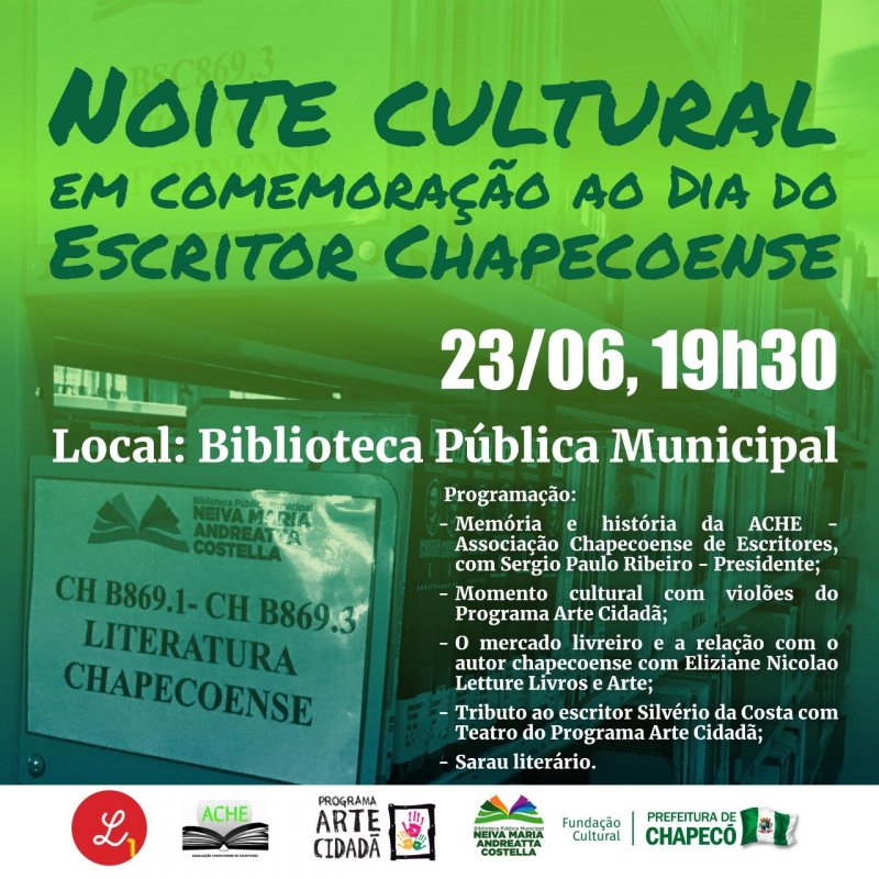 Biblioteca Pública Municipal comemora Dia do Escritor Chapecoense