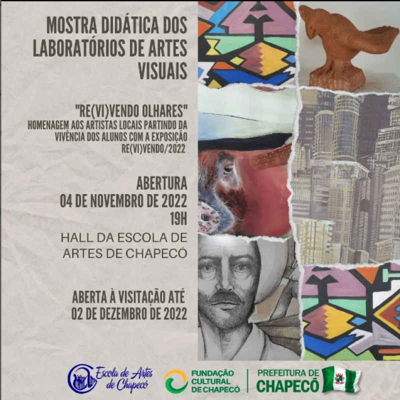Escola de Artes de Chapecó realiza exposição dos laboratórios de artes visuais e expressão visual
