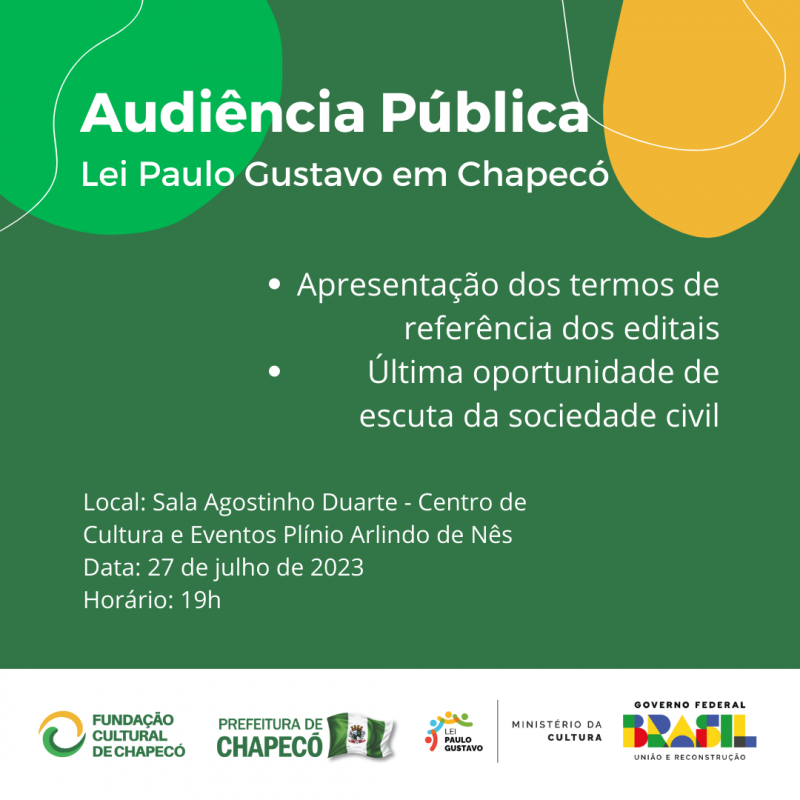 Fundação Cultural de Chapecó realiza a última Audiência Pública da Lei Paulo Gustavo no município