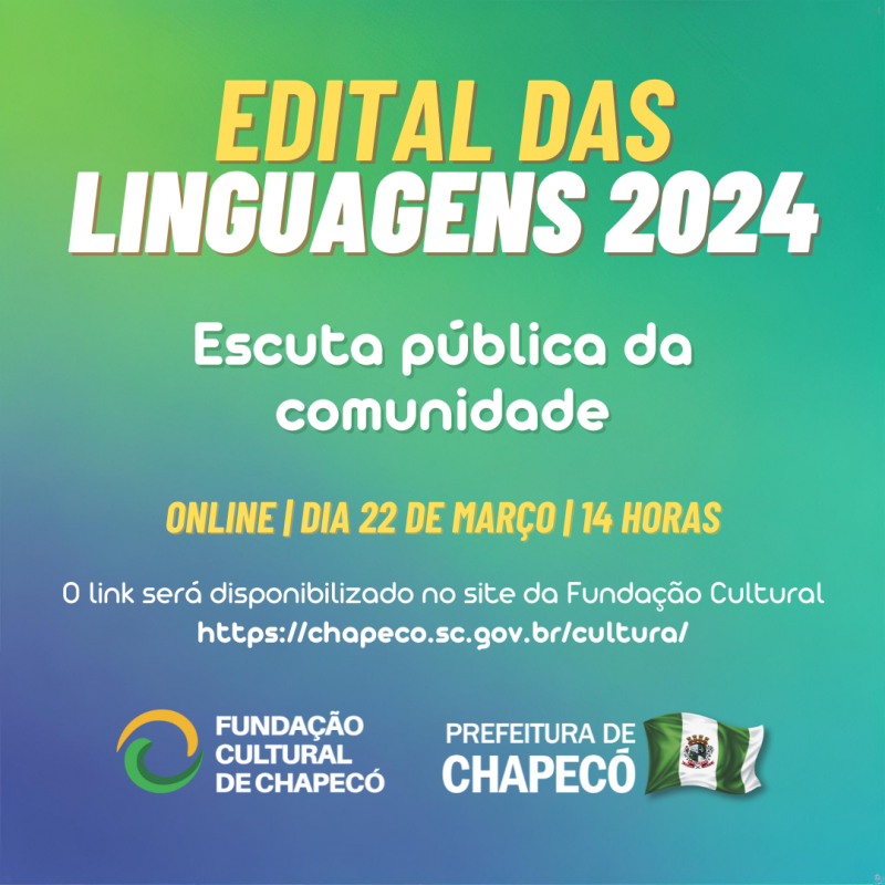 Escuta Pública do Edital das Linguagens 2024 - LINK DE ACESSO