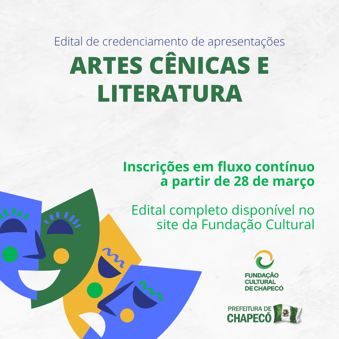 Fundação Cultural de Chapecó lança edital de apresentações teatrais e literárias